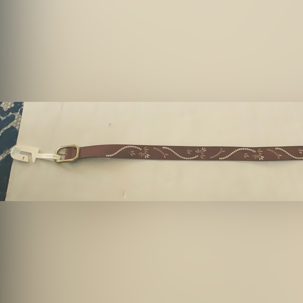 Time and Tru Brown Floral Embossed Belt with Gold Buckle